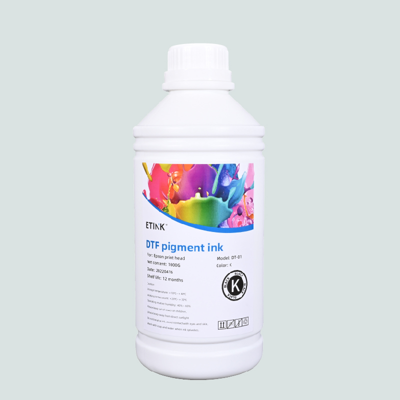 DTF -pigmentti muste Epson -tulostuspäästä lämmönsiirtoa varten
